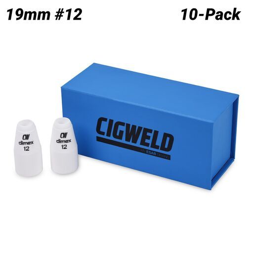 Cigweld CW10N44B 10-Pack 19mm #12 17/18/26 Series Dimex Ceramic Cups