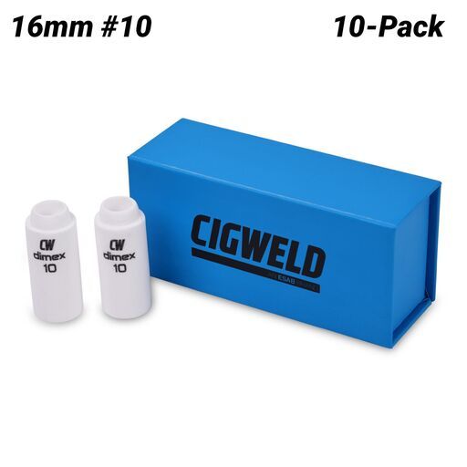Cigweld CW10N45 10-Pack 16mm #10 17/18/26 Series Dimex Ceramic Cups