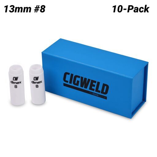 Cigweld CW10N46B 10-Pack 13mm #8 17/18/26 Series Dimex Ceramic Cups