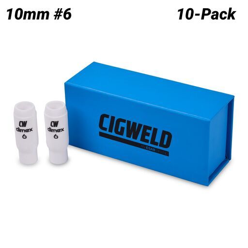 Cigweld CW10N48B 10-Pack 10mm #6 17/18/26 Series Dimex Ceramic Cups