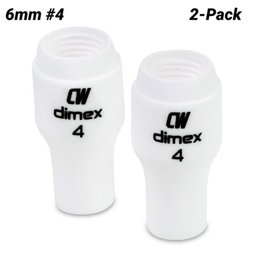 Cigweld CW13N08 2-Pack 6mm #4 9/20 Series Dimex Ceramic Cups
