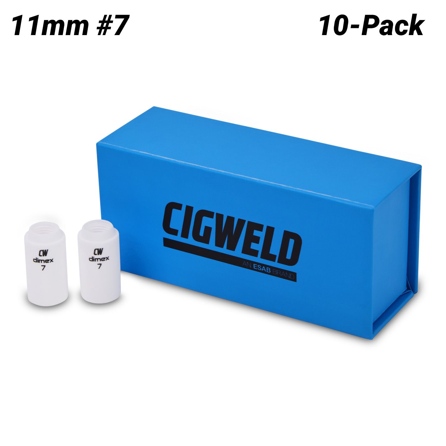 Cigweld CW13N11B 10-Pack 11mm #7 9/20 Series Dimex Ceramic Cups – image 1