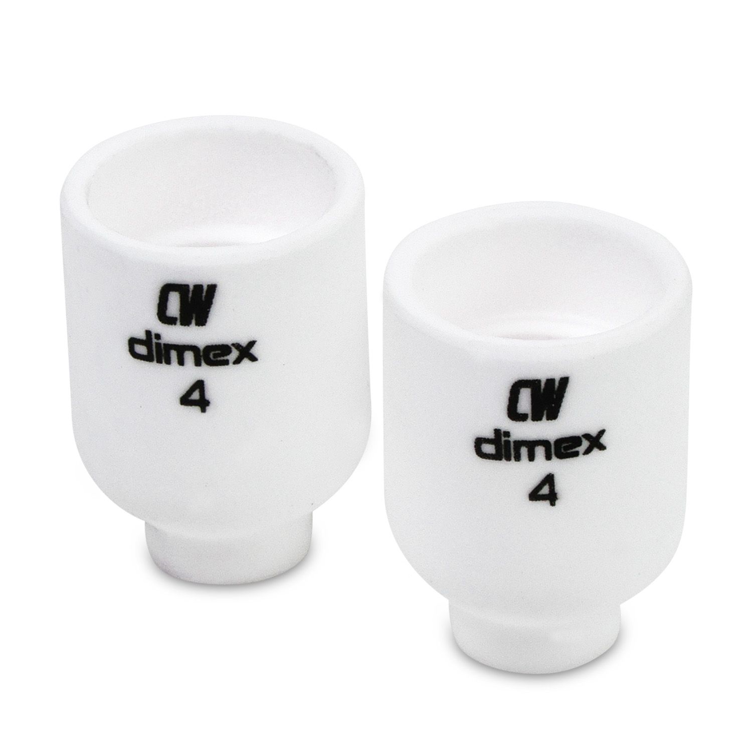 Cigweld CW53N58 2-Pack 6mm #4 9/20 Series Dimex Gas Lens Ceramic Cups – image 2