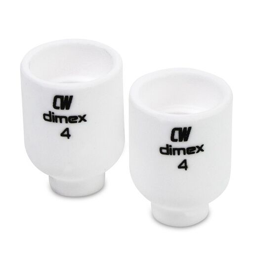 Cigweld CW53N58 2-Pack 6mm #4 9/20 Series Dimex Gas Lens Ceramic Cups – image 2
