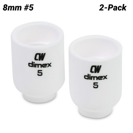 Cigweld CW53N59 2-Pack 8mm #5 9/20 Series Dimex Gas Lens Ceramic Cups