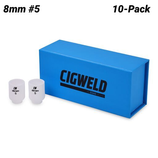Cigweld CW53N59B 10-Pack 8mm #5 9/20 Series Dimex Gas Lens Ceramic Cups