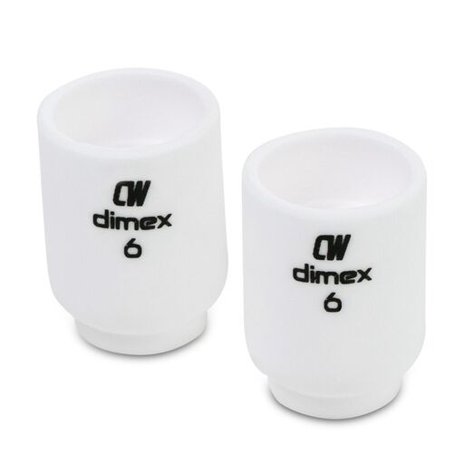 Cigweld CW53N60 2-Pack 10mm #6 9/20 Series Dimex Gas Lens Ceramic Cups – image 2