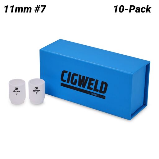 Cigweld CW53N61B 10-Pack 11mm #7 9/20 Series Dimex Gas Lens Ceramic Cups