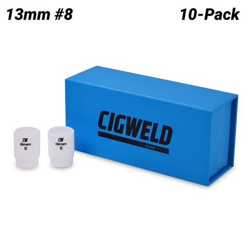 Cigweld CW53N61-SB 10-Pack 13mm #8 9/20 Series Dimex Gas Lens Ceramic Cups