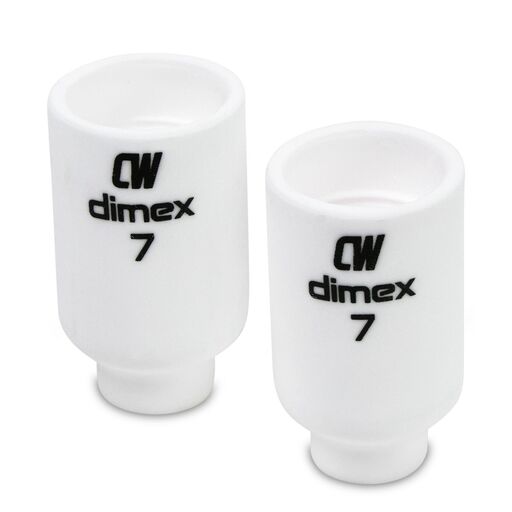 Cigweld CW54N15 2-Pack 11mm #7 17/18/26 Series Dimex Gas Lens Ceramic Cups – image 2