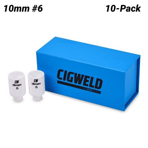 Cigweld CW54N16B 10-Pack 10mm #6 17/18/26 Series Dimex Gas Lens Ceramic Cups