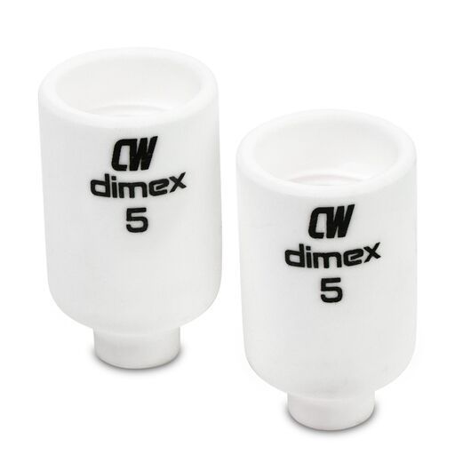 Cigweld CW54N17 2-Pack 8mm #5 17/18/26 Series Dimex Gas Lens Ceramic Cups – image 2