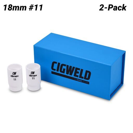 Cigweld CW54N19B 10-Pack 18mm #11 17/18/26 Series Dimex Gas Lens Ceramic Cups