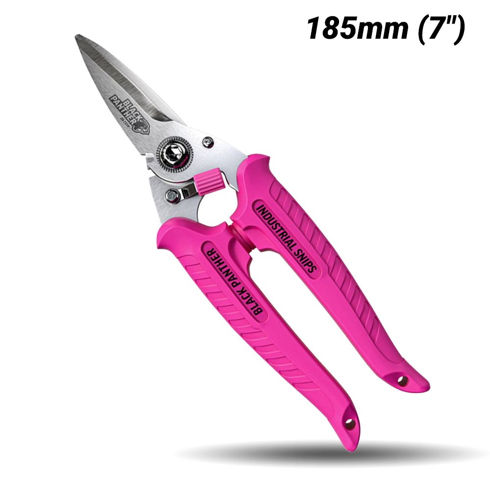 Sterling 29-721P 185mm (7") Pink Black Panther Industrial Snips – image 1