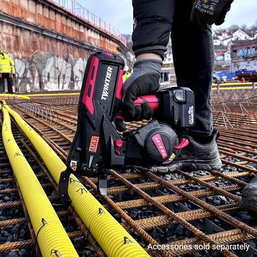 MAX MEGA-MAX-RB443-RB613 4.4V 4.0Ah/5.0Ah Li-ion Twin Tier Cordless Rebar Tying Tool + Brushless TwinTier Rebar Tie Gun with 40 x 30-Pack 2 x 1mm Tie Wire Coils – image 16