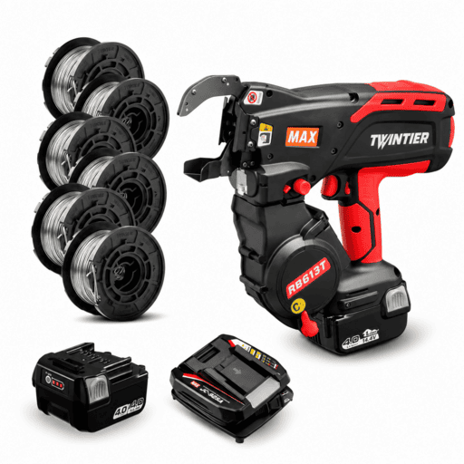 MAX RB613T-25PCK 14.4V 4.0Ah Li-ion Cordless Brushless TwinTier Rebar Tie Gun Combo Kit with 25 x 30-Pack 2 x 1mm Tie Wire Coils – image 2