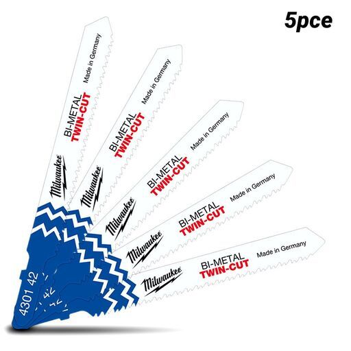 Milwaukee 4932430142 5-Pack 91mm x 2.5/1.8mm Universal Cut Jigsaw Blades – image 2