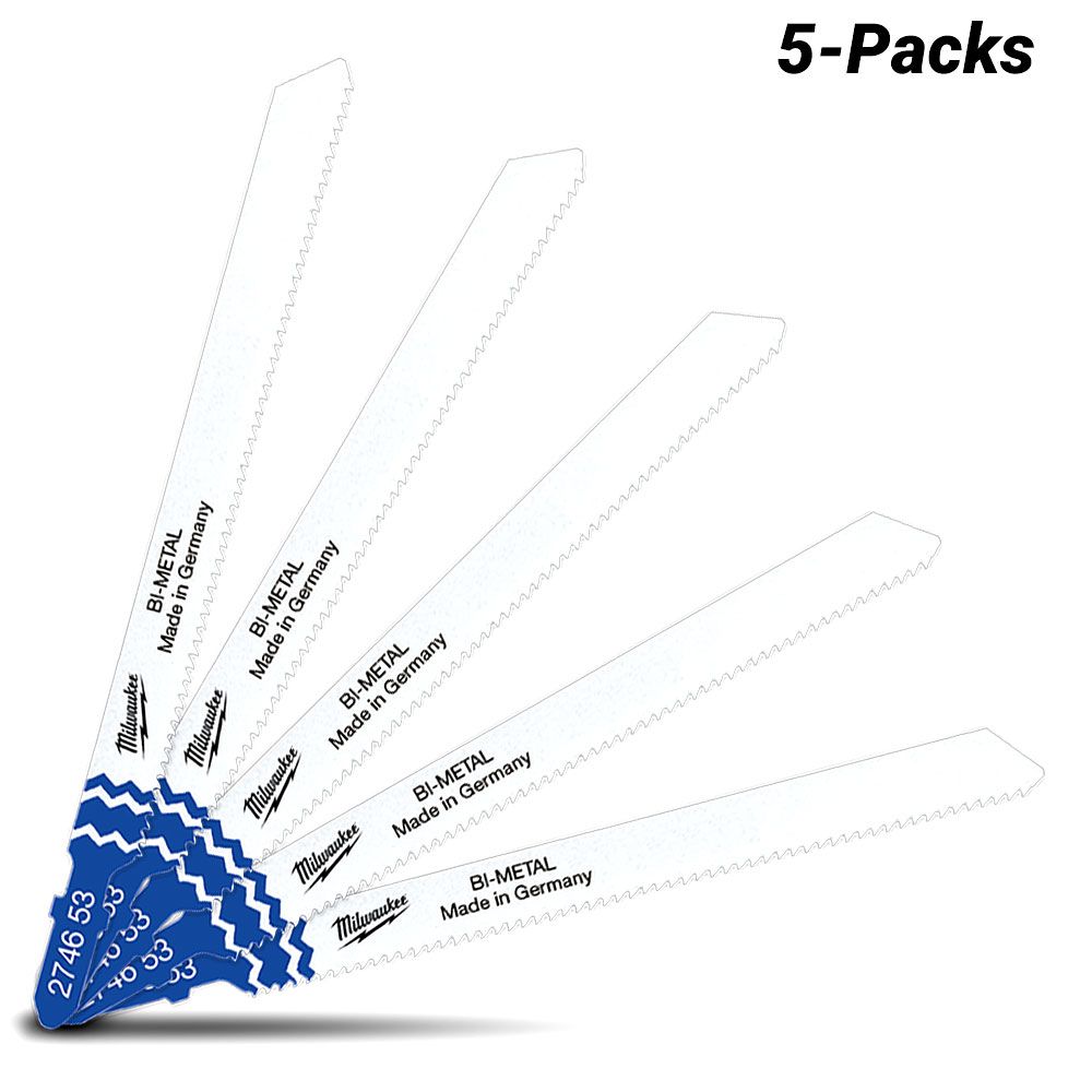 Milwaukee 4932274653 5-Pack 105mm x 2mm Universal Cut Jigsaw Blades – image 1