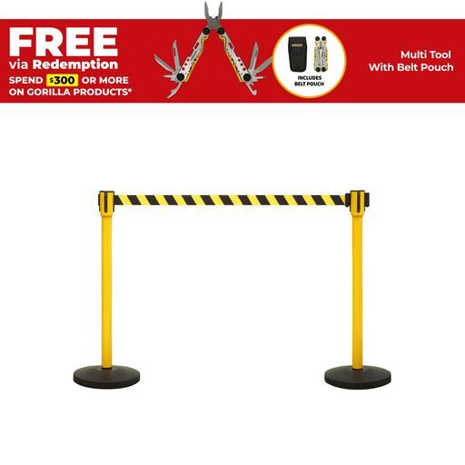 Gorilla BOL-RBB-091 2-Pack 910mm Retractable Belt Barrier - Yellow