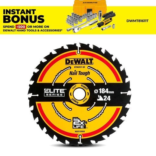 DeWalt DT10401-QZ 184mm x 20mm (16mm) 24T ELITE Circular Saw Blade