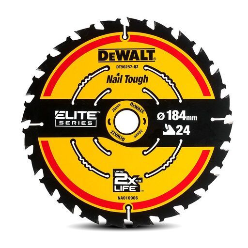 DeWalt DT10401-QZ 184mm x 20mm (16mm) 24T ELITE Circular Saw Blade – image 2