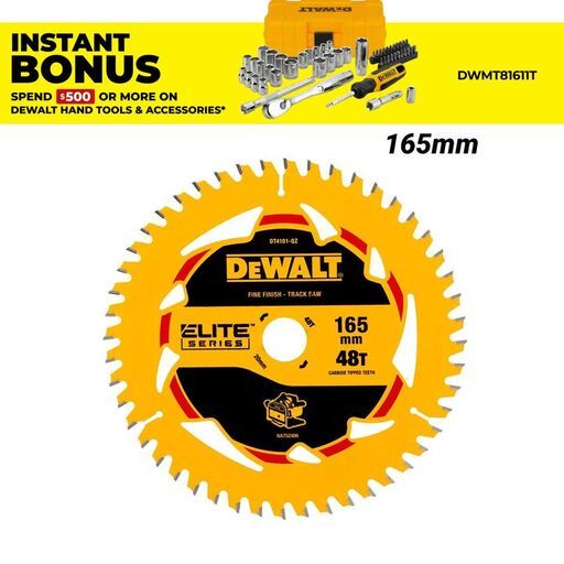 DeWalt DT4101-QZ ELITE 165mm x 20mm x 48T Fine Finish Plunge Saw Blade