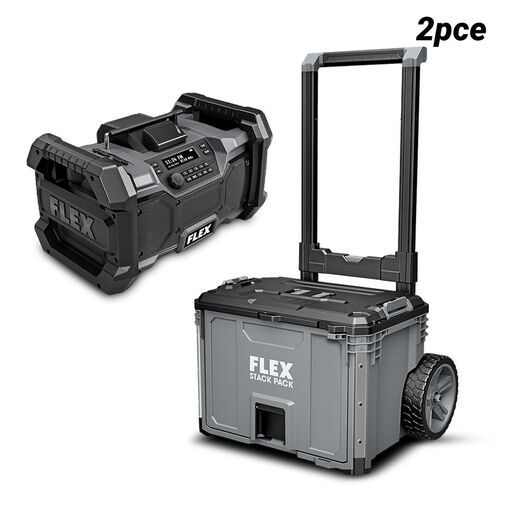 [Pre-Order] FLEX FSA1108A STACK PACK™  Rolling 1-Draw Toolbox + 24V Li-ion Jobsite Radio 2pce Combo Kit