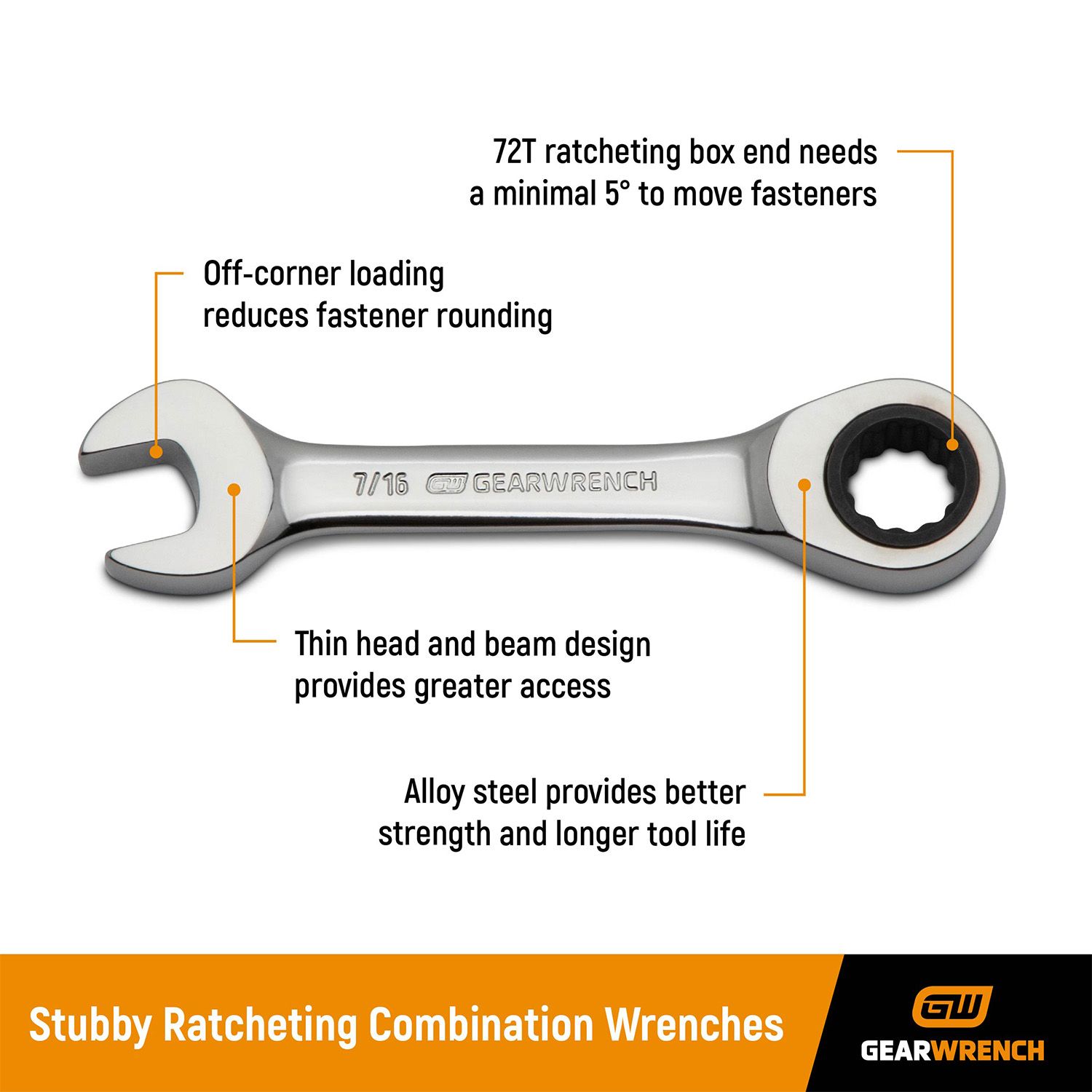 [Pre-Order] GEARWRENCH 9520DB 10pce Metric Stubby Combination Ratcheting Wrench Set + 7pce 72-Tooth 12 Point Stubby Ratcheting Combination SAE Wrench Set – image 6