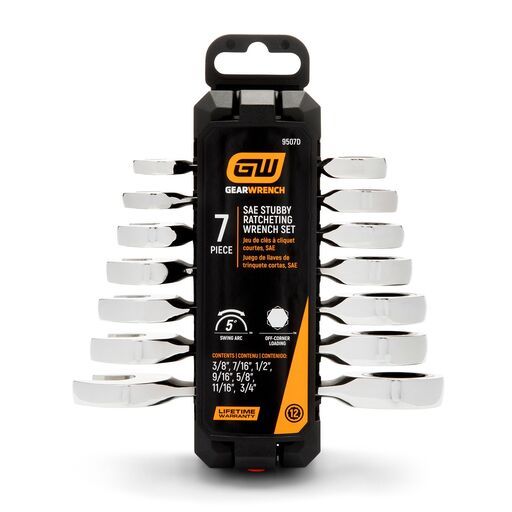 [Pre-Order] GEARWRENCH 9520DB 10pce Metric Stubby Combination Ratcheting Wrench Set + 7pce 72-Tooth 12 Point Stubby Ratcheting Combination SAE Wrench Set – image 7
