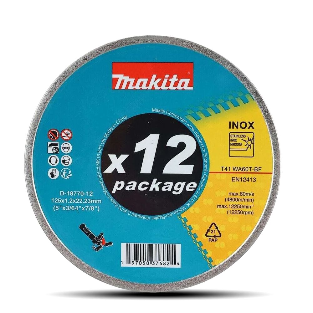 Makita D-18770-12 12-Pack 125mm (5") x 1.2mm Stainless Steel & Metal Cut-Off Disc – image 2