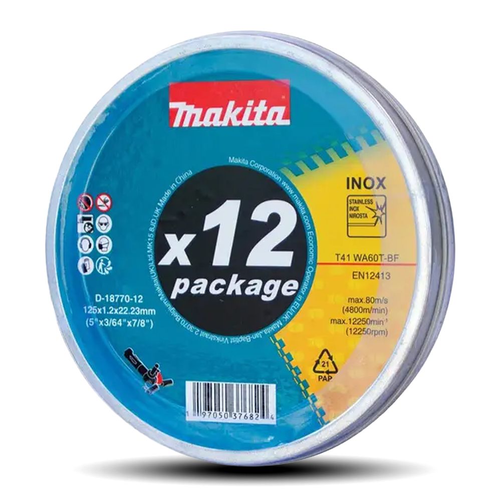 Makita D-18770-12 12-Pack 125mm (5") x 1.2mm Stainless Steel & Metal Cut-Off Disc – image 3