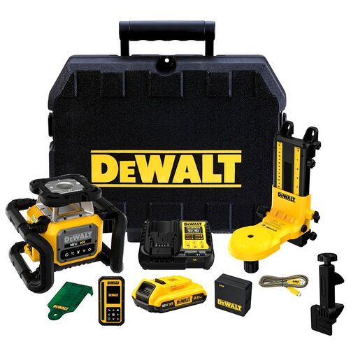 [Pre-Order] DeWalt DCLE35122GD1-XE 18V XR 2.0Ah Li-ion Cordless Green Beam Single Slope Rotary Laser Base Combo Kit