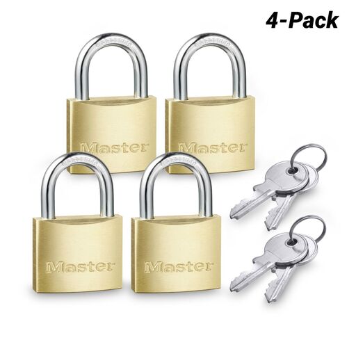 Master Lock 1902QAU 4-Pack 40mm Economy Brass Padlocks