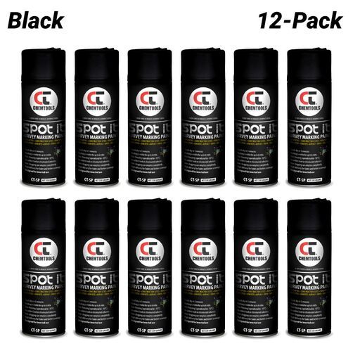 Chemtools CT-SP-350BK-12PK 12-Pack 350G Aerosol Spot It Survey & Spot Marking Paint - Black