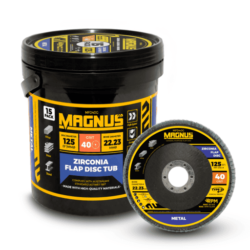 [Temporarily Out Of Stock] MAGNUS MFD40G 15-Pack 125mm 40 Grit Zirconia Flap Disc Tub – image 4