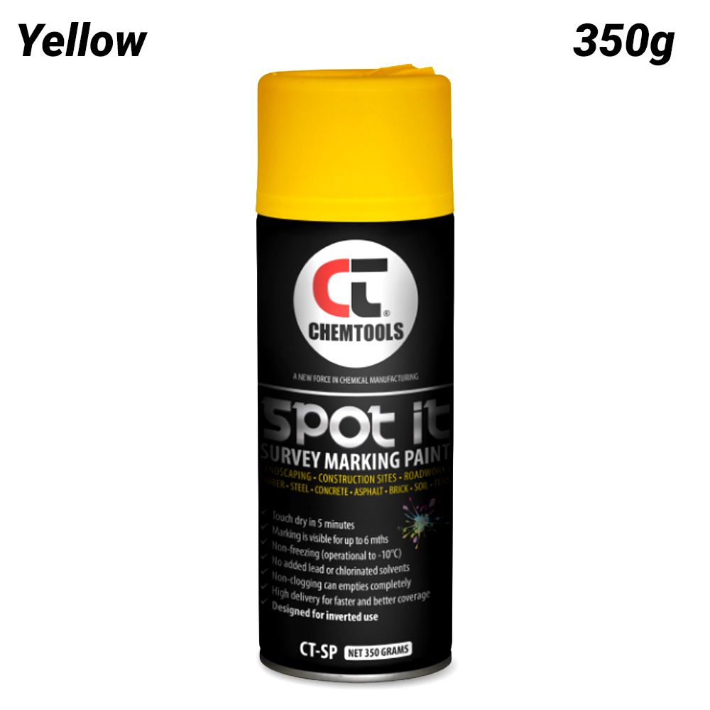 Chemtools CT-SP-350YL-12PK 12-Pack 350G Aerosol Spot It Survey & Spot Marking Paint - Yellow – image 3