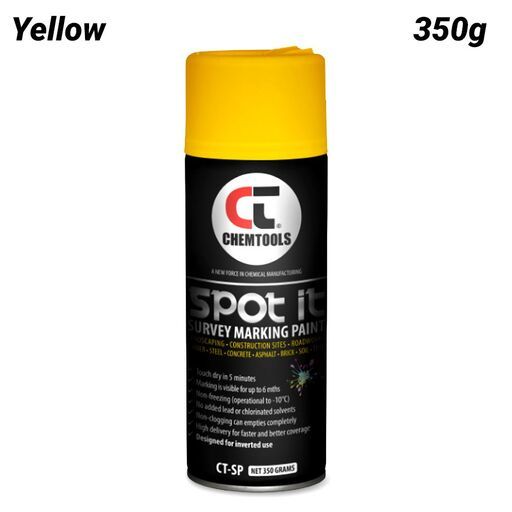 Chemtools CT-SP-350YL-12PK 12-Pack 350G Aerosol Spot It Survey & Spot Marking Paint - Yellow – image 3