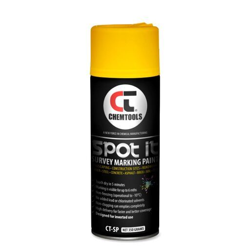Chemtools CT-SP-350YL-12PK 12-Pack 350G Aerosol Spot It Survey & Spot Marking Paint - Yellow – image 4