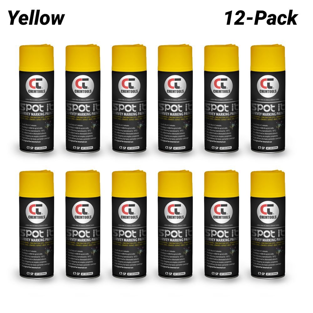 Chemtools CT-SP-350YL-12PK 12-Pack 350G Aerosol Spot It Survey & Spot Marking Paint - Yellow – image 1
