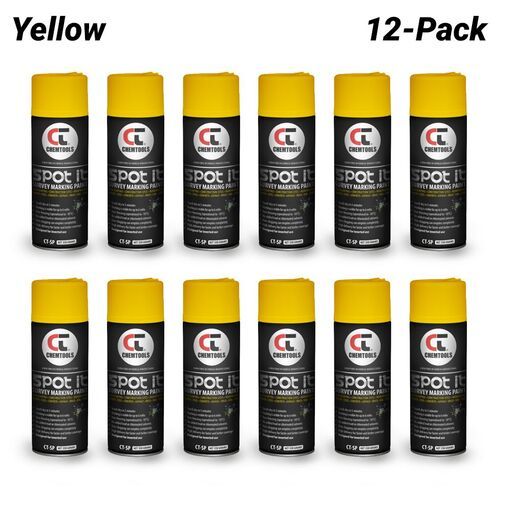 Chemtools CT-SP-350YL-12PK 12-Pack 350G Aerosol Spot It Survey & Spot Marking Paint - Yellow