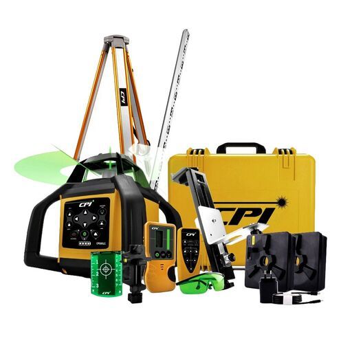 CPI CPI585LG-KIT 3.7V 8.0Ah Li-ion Green Beam Industrial Rotary Laser Level Kit with 5m Levelling Staff + Aluminium Tripod