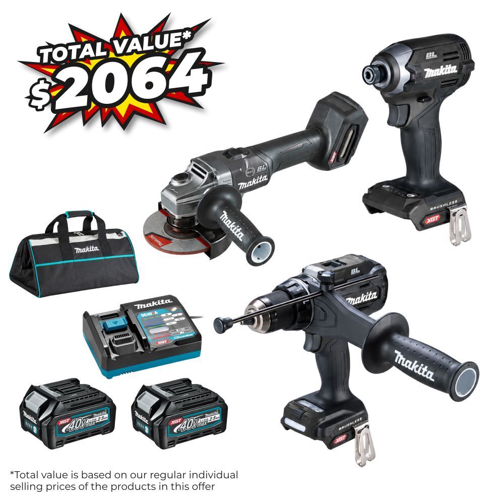 [Pre-Order] Makita DK0293G301 40V MAX 2.5Ah Li-ion Cordless Brushless 3pce Combo Kit - Limited Edition Black – image 1
