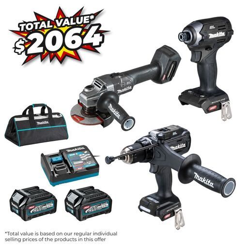 [Pre-Order] Makita DK0293G301 40V MAX 2.5Ah Li-ion Cordless Brushless 3pce Combo Kit - Limited Edition Black