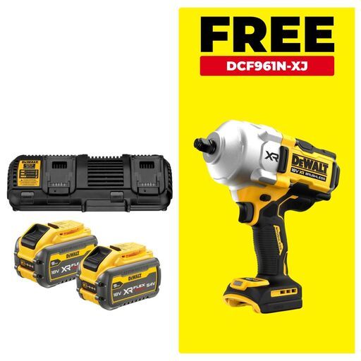 DeWalt DCB132X2-XE1 18V-54V 9.0Ah XR Flexvolt Li-Ion Batteries & Dual Port Charger Starter Set with BONUS DCF961N-XJ – image 2