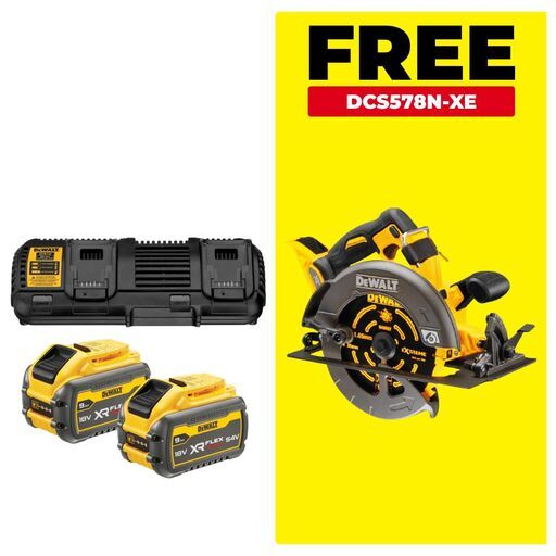 DeWalt DCB132X2-XE2 18V-54V 9.0Ah XR Flexvolt Li-Ion Batteries & Dual Port Charger Starter Set with BONUS DCS578N-XE – image 2