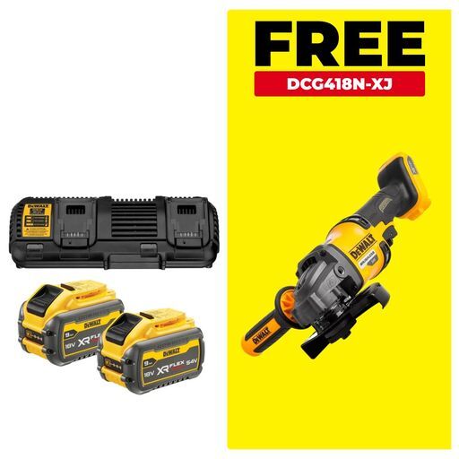 DeWalt DCB132X2-XE3 18V-54V 9.0Ah XR Flexvolt Li-Ion Batteries & Dual Port Charger Starter Set with BONUS DCG418N-XJ – image 2