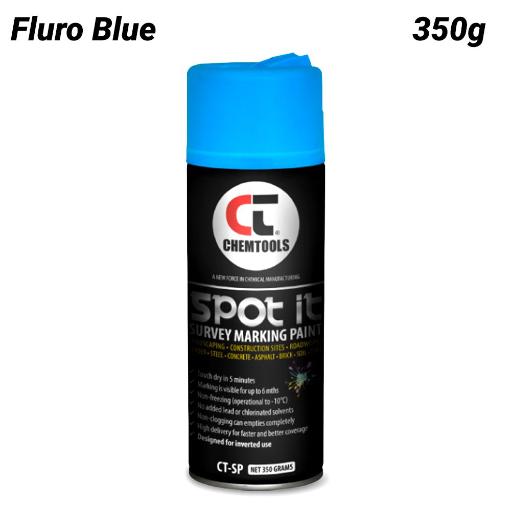 Chemtools CT-SP-350FB-12PK 12-Pack 350G Aerosol Spot It Survey & Spot Marking Paint - Fluro Blue – image 3