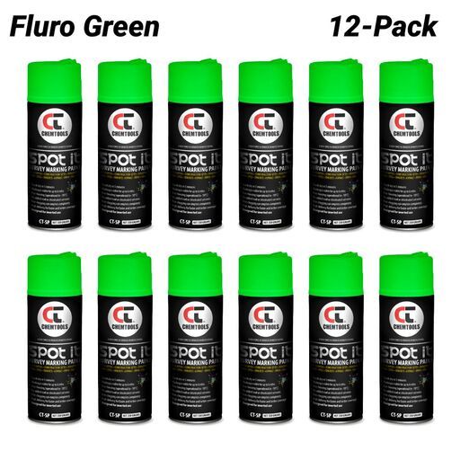 Chemtools CT-SP-350FG-12PK 12-Pack 350G Aerosol Spot It Survey & Spot Marking Paint - Fluro Green