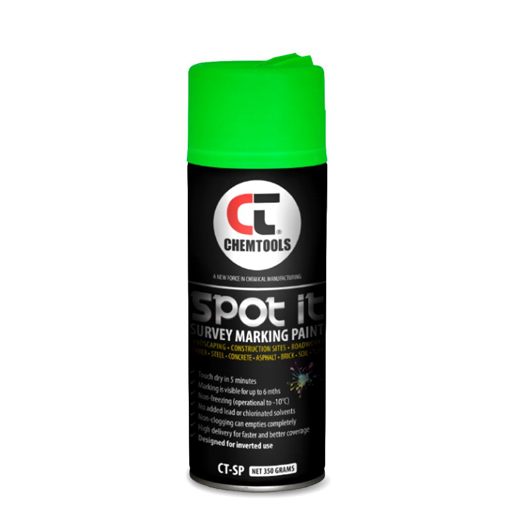 Chemtools CT-SP-350FG-12PK 12-Pack 350G Aerosol Spot It Survey & Spot Marking Paint - Fluro Green – image 2