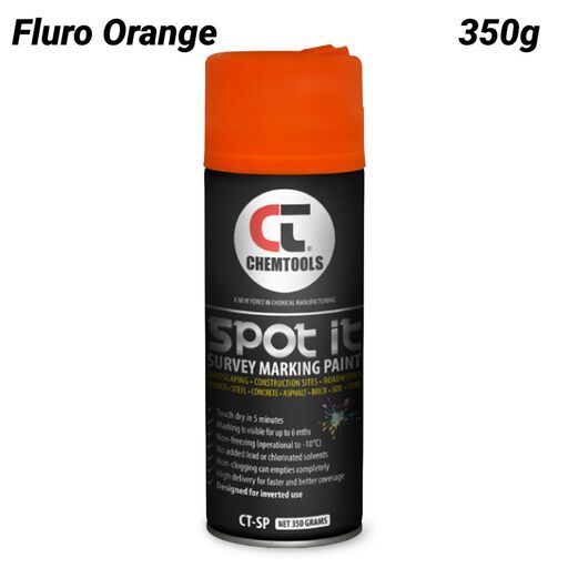 Chemtools CT-SP-350FO-12PK 12-Pack 350G Aerosol Spot It Survey & Spot Marking Paint - Fluro Orange – image 3